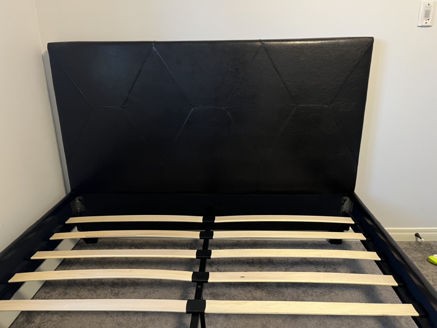Queen Bed Faux Leather great condition - photo 2