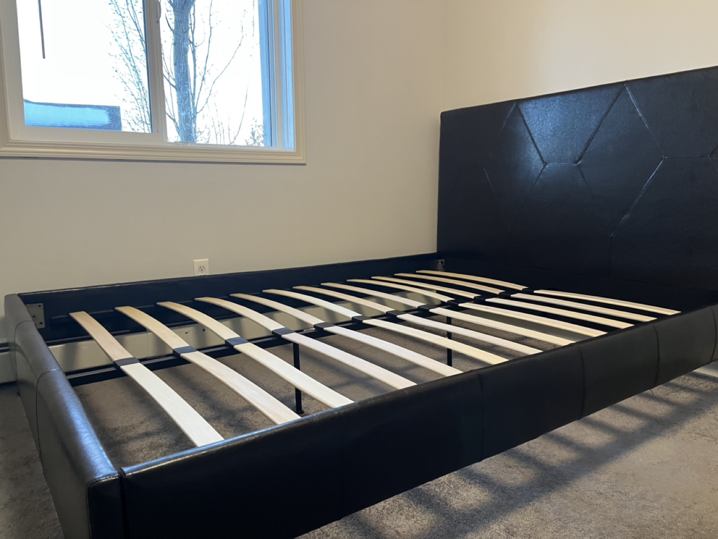 Queen Bed Faux Leather great condition - photo 3