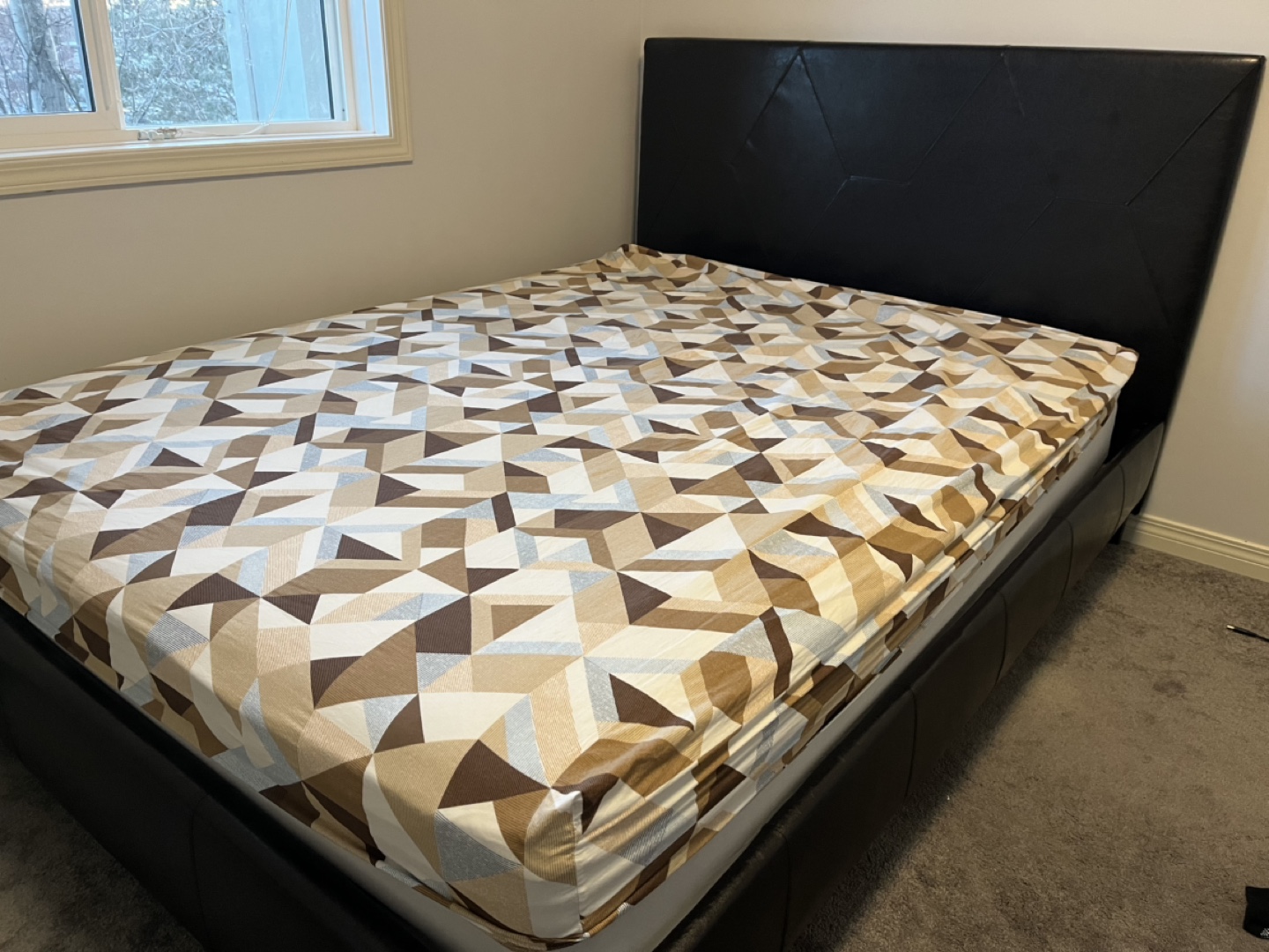 Queen Bed Faux Leather great condition - photo 5