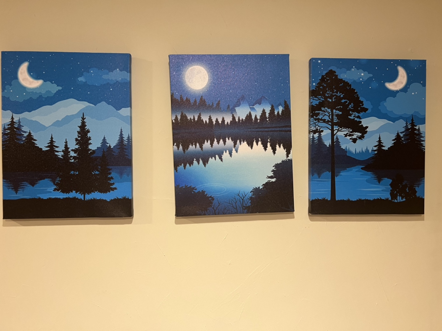 3-piece Canvas Wall Art Set - Lake and Mountain Landscape