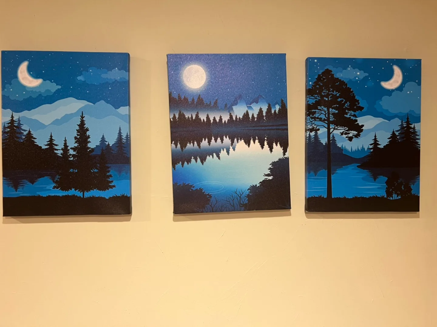 3-piece Canvas Wall Art Set - Lake and Mountain Landscape