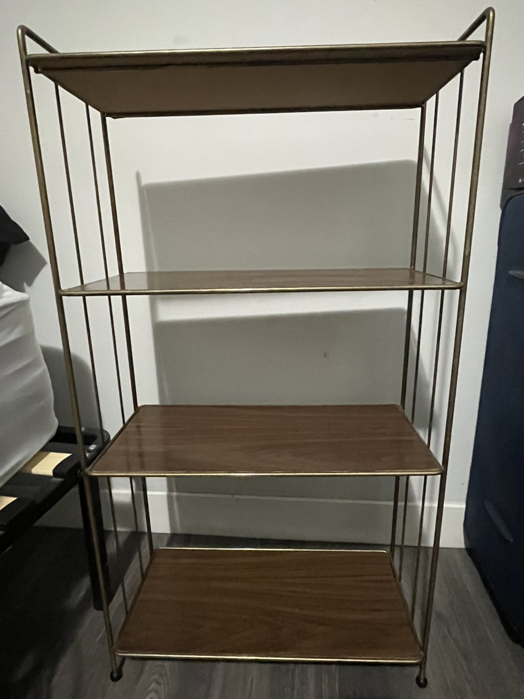 Metal and wood shelving unit