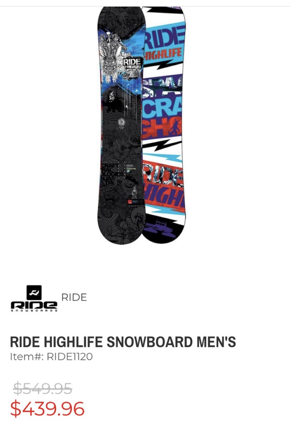 RIDE HIGHLIFE Men’s Snowboard + Bag