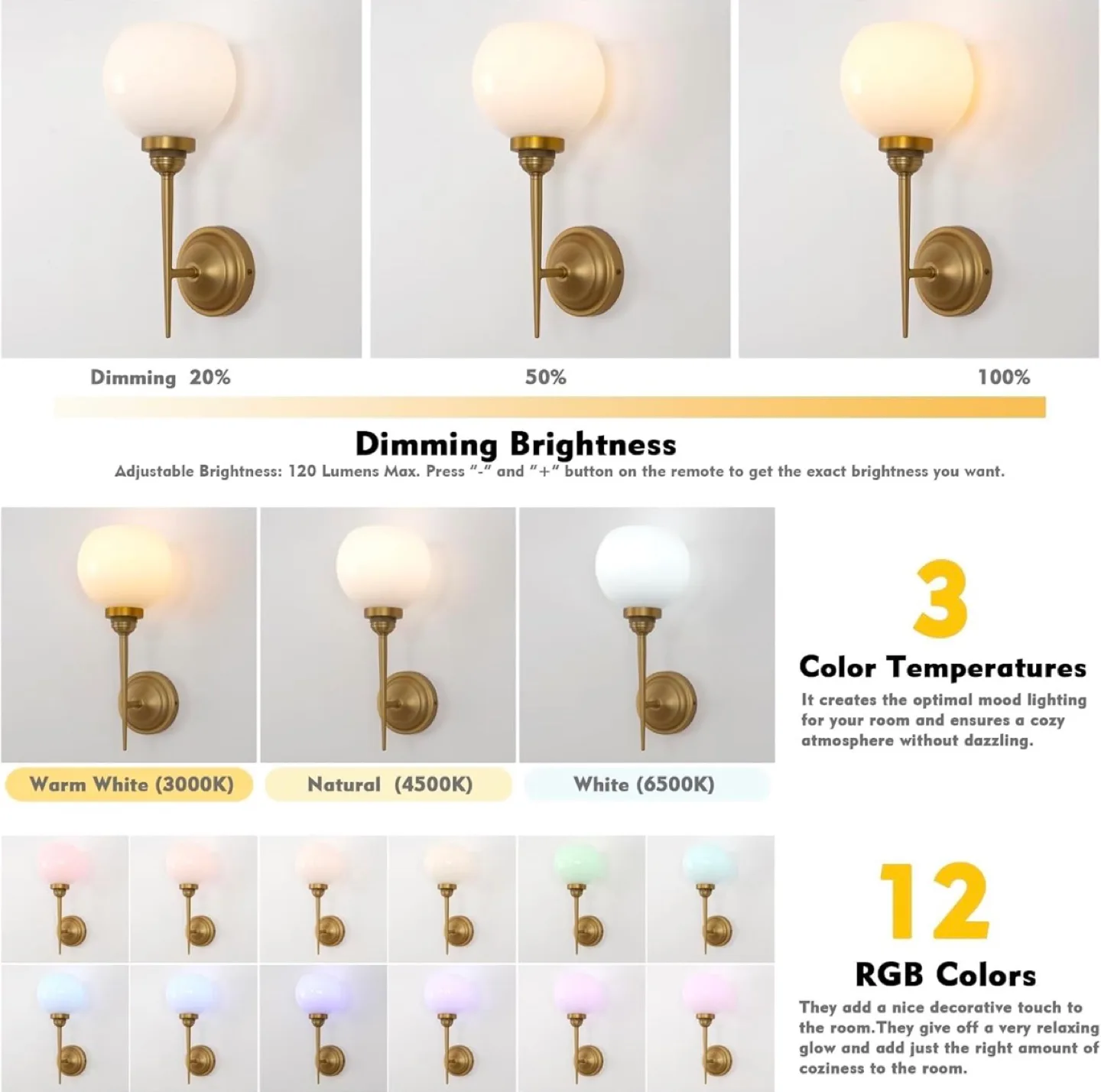 Cordless Rechargeable Wall Sconces Set of 2 image indicator(6)