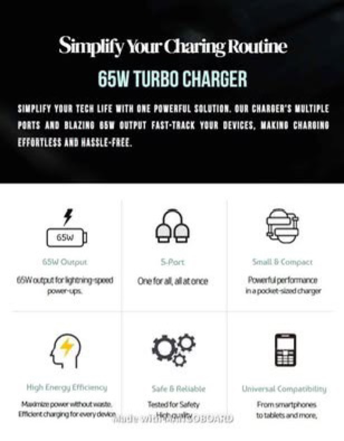 65W USB Type-C Fast Charger - 5-Port Wall Charger - photo 4