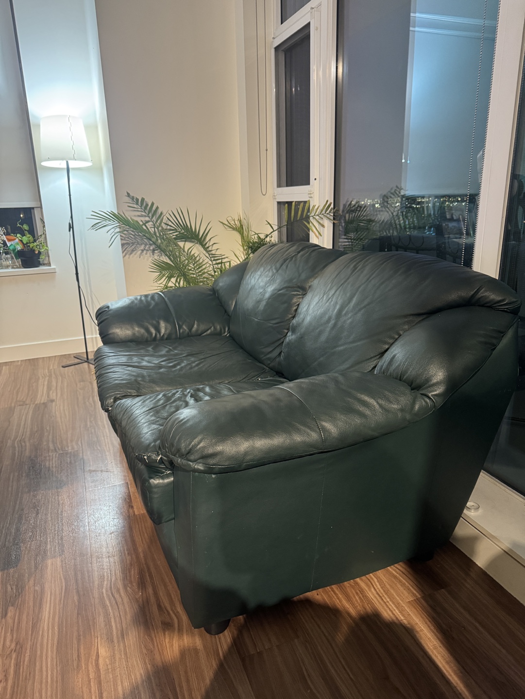 Green Leather Love Seat