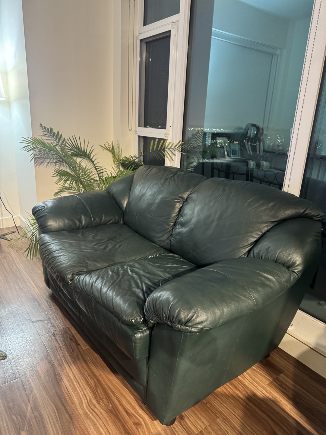 Green Leather Love Seat - photo 2
