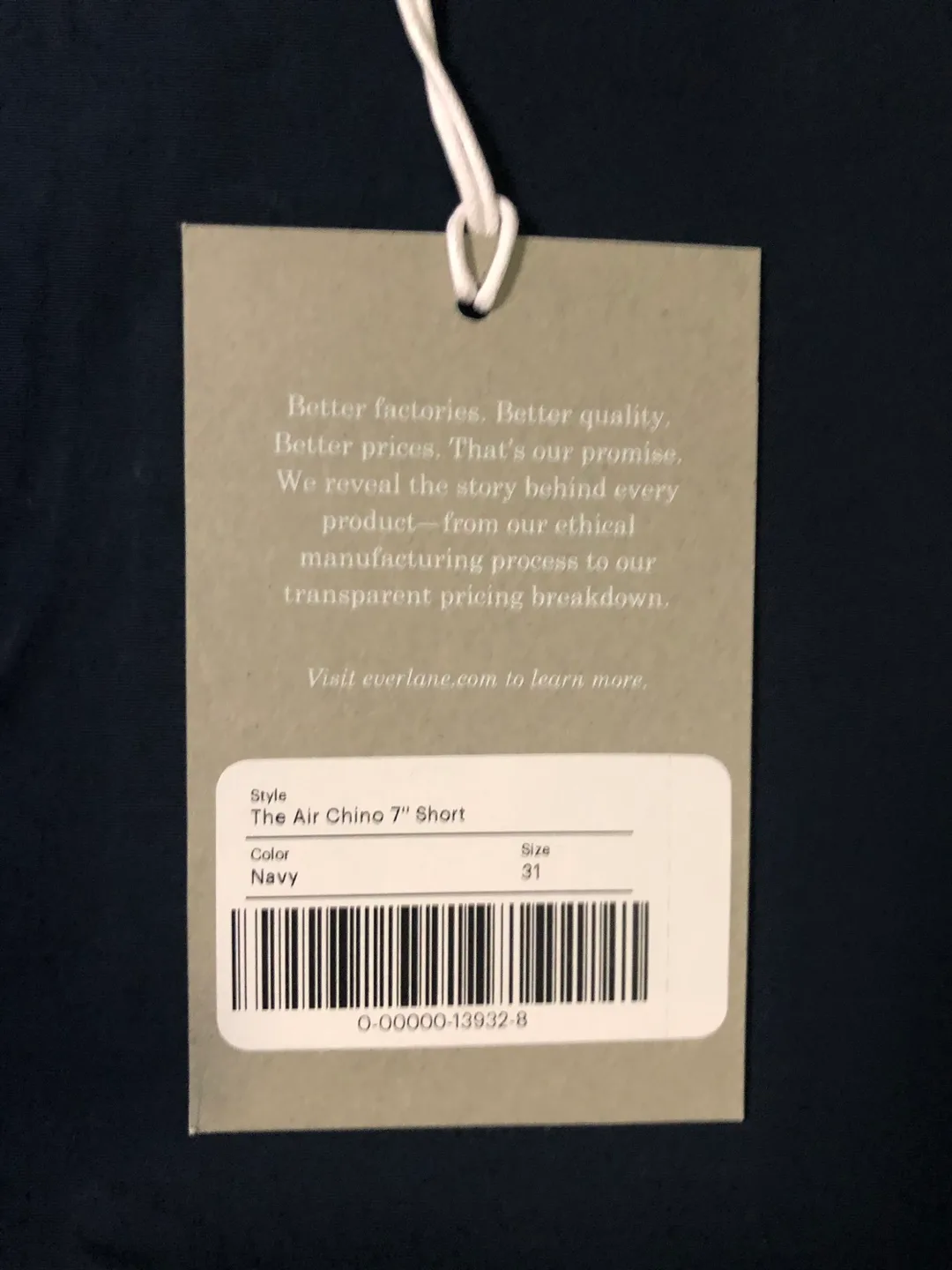 Everlane The Air Chino 7" Shorts Navy Size 31 image indicator(3)