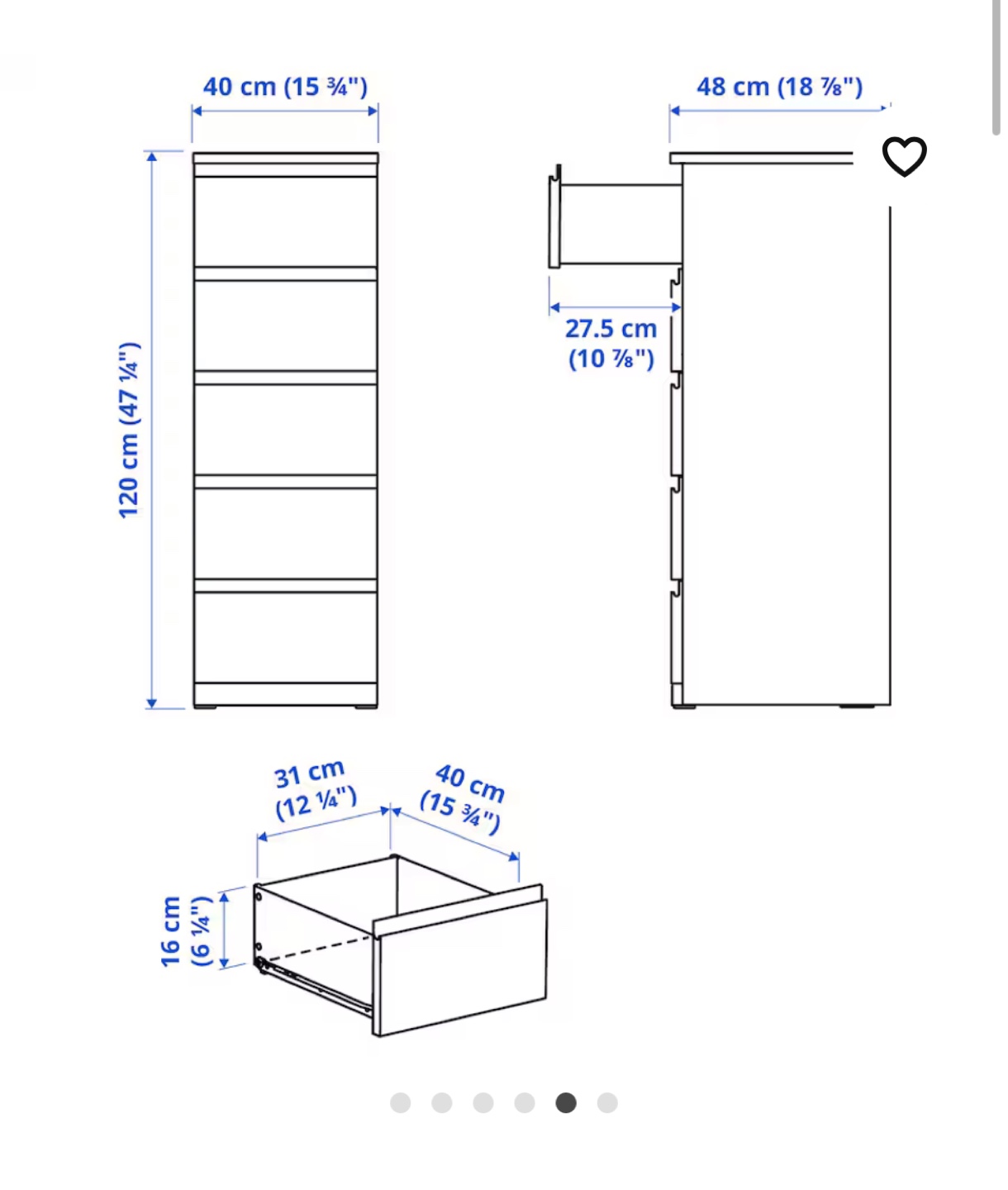 IKEA Storklinta 5 drawer chest white - photo 2