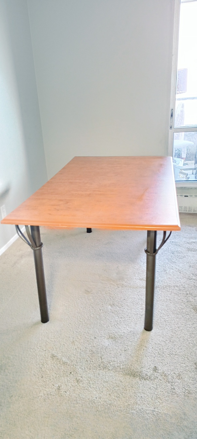 Table with metal legs.