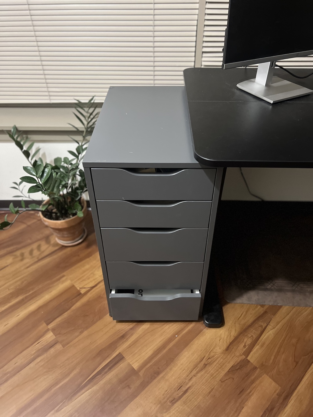 Black Computer Desk with File Cabinet - photo 4