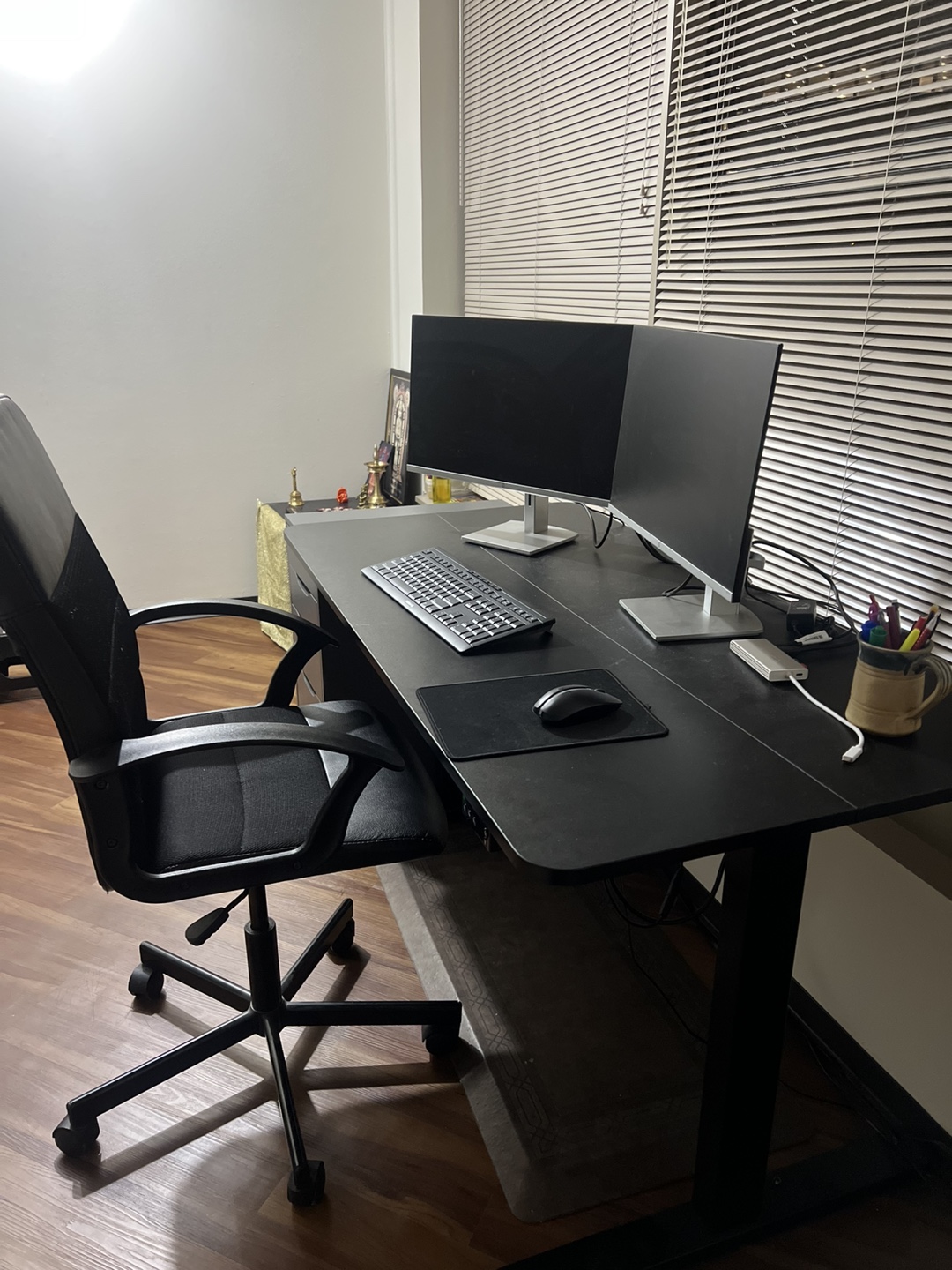 Black Computer Desk with File Cabinet - photo 2