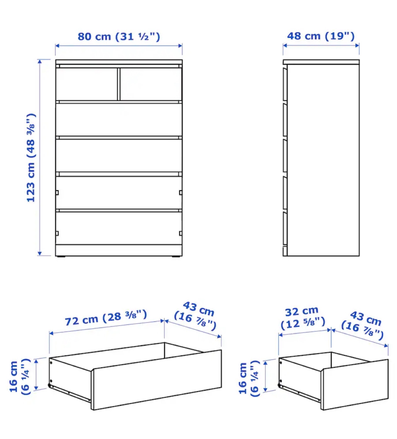 IKEA MALM Chest 6 Drawers Dresser - photo 3