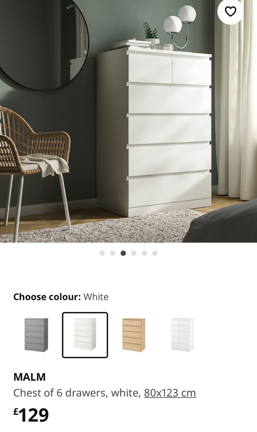 IKEA MALM Chest 6 Drawers Dresser - photo 2