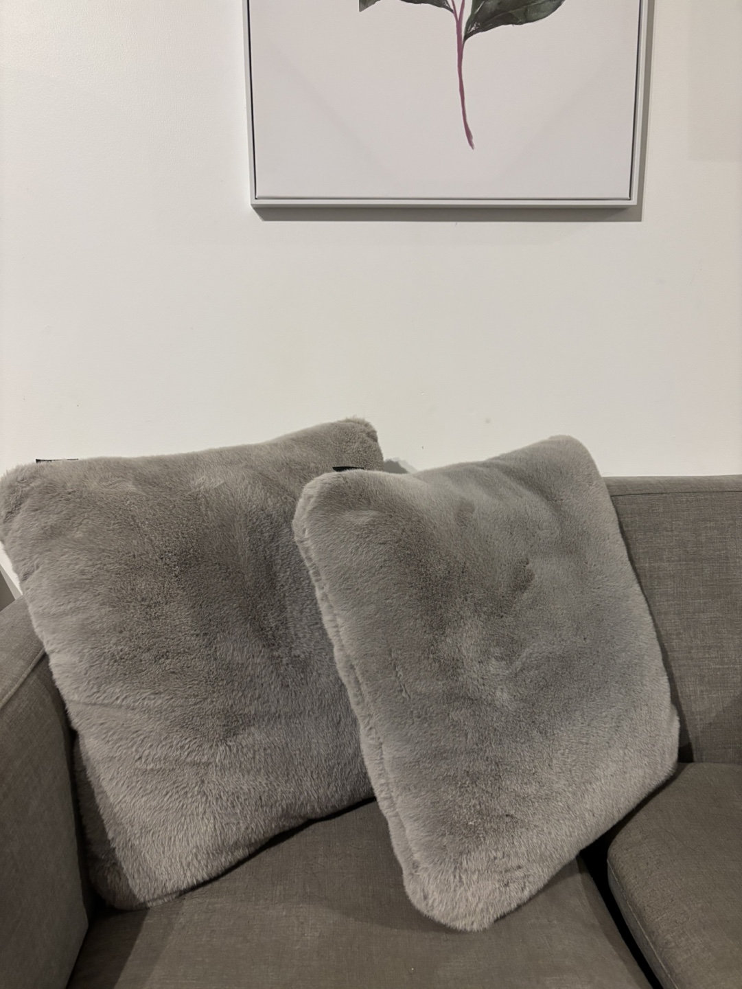 Grey Faux Fur Throw Pillows