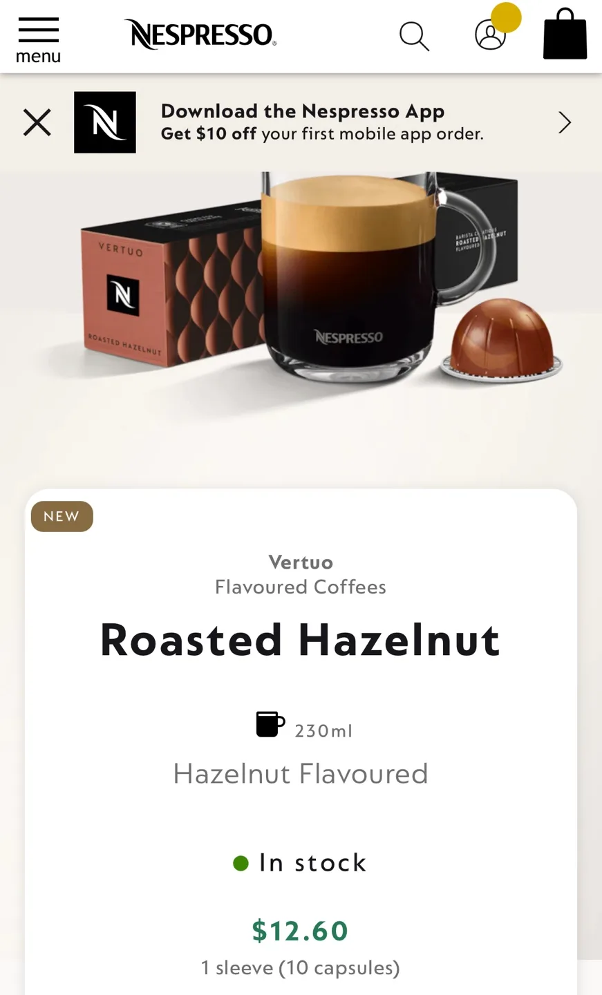 Nespresso Vertuo Roasted Hazelnut Coffee Pods image indicator(2)