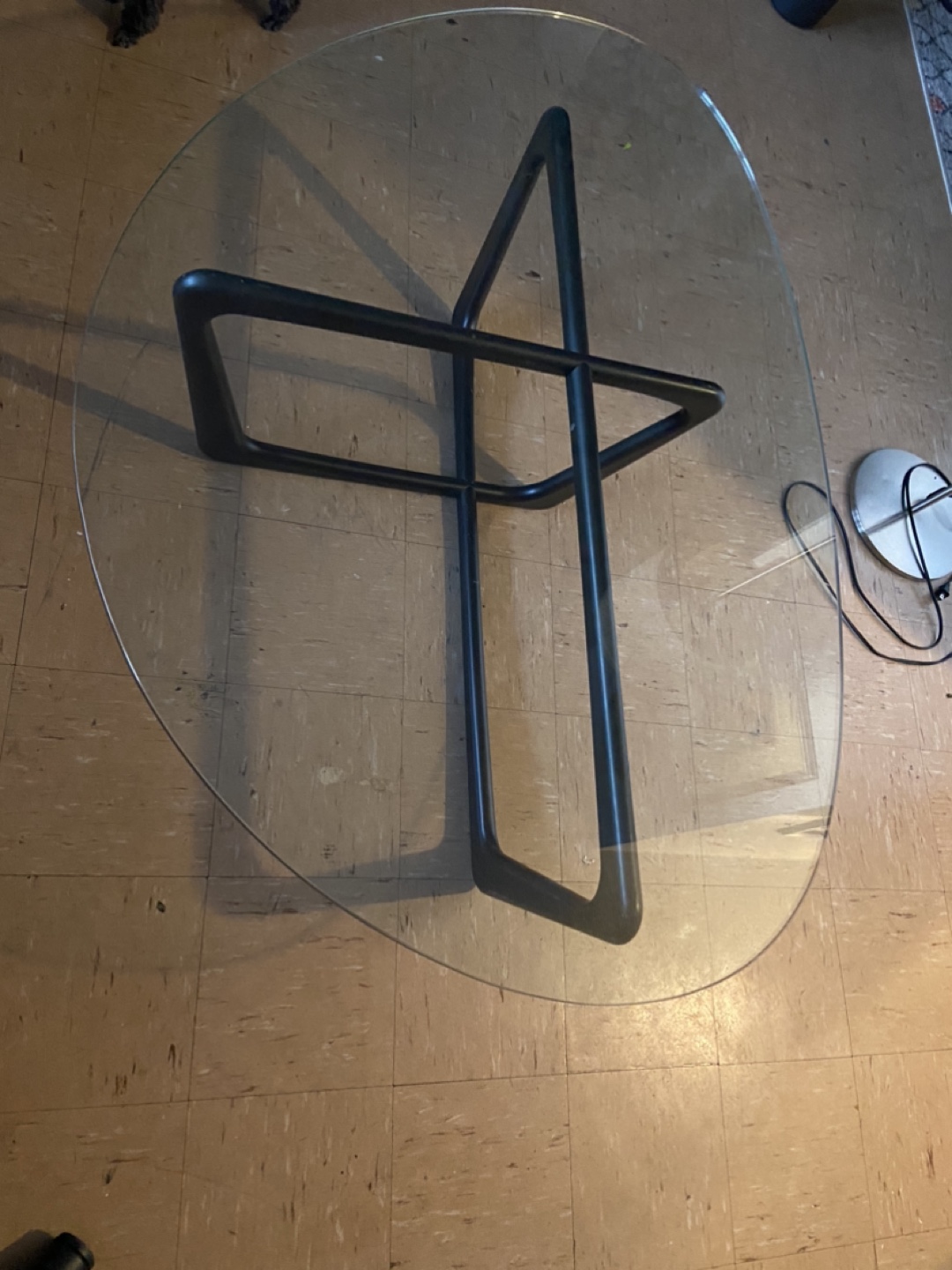 Glass Coffee Table with Black Metal Base - photo 2