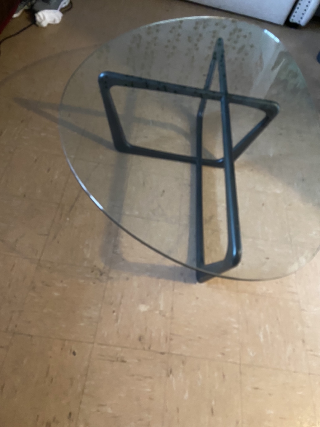 Glass Coffee Table with Black Metal Base