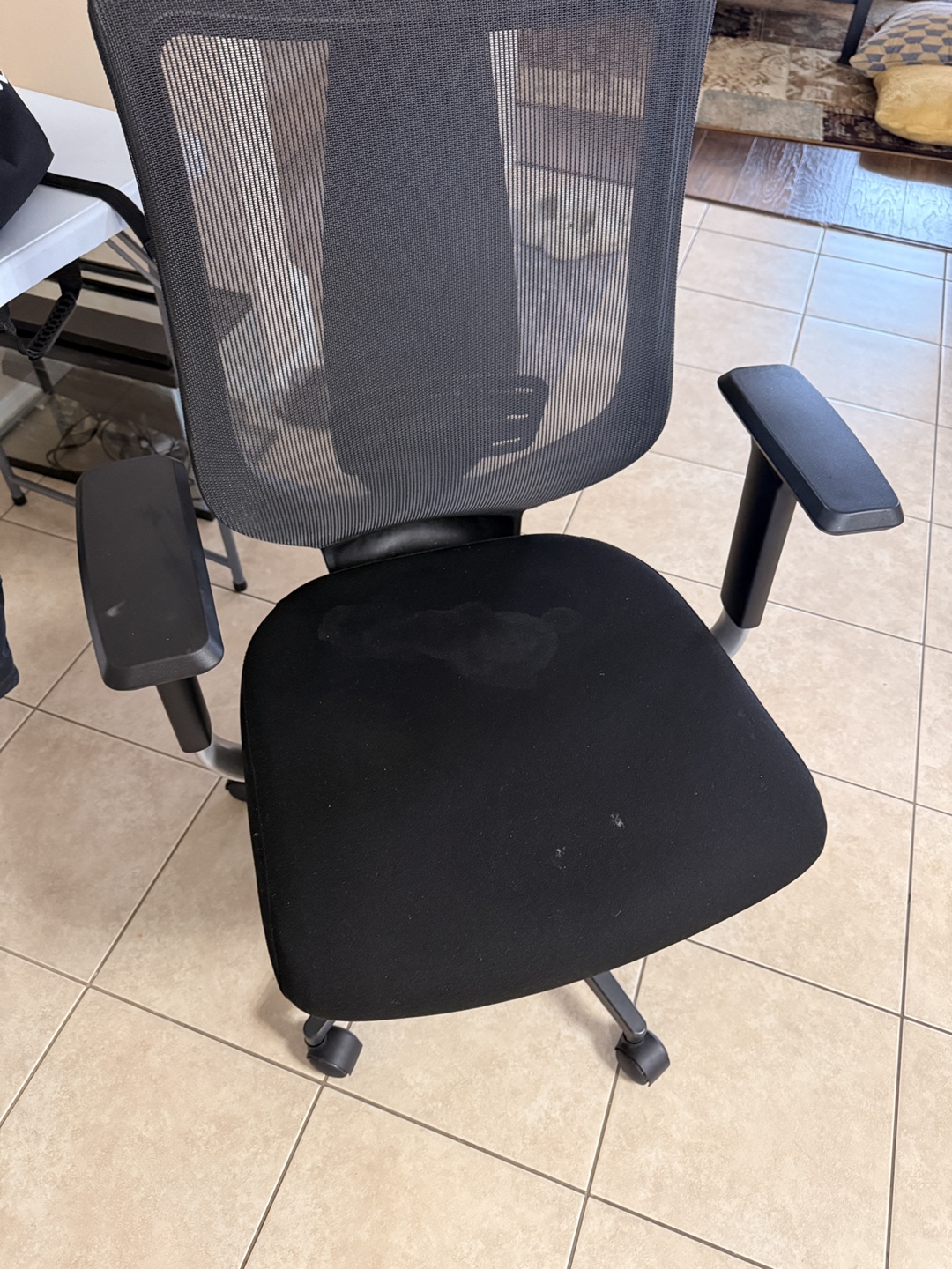 White Desk with Hutch and Black Mesh Office Chair - photo 2
