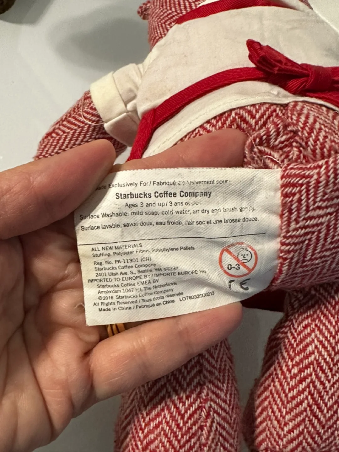 Starbucks 2016 Red and White Plush Bear image indicator(5)