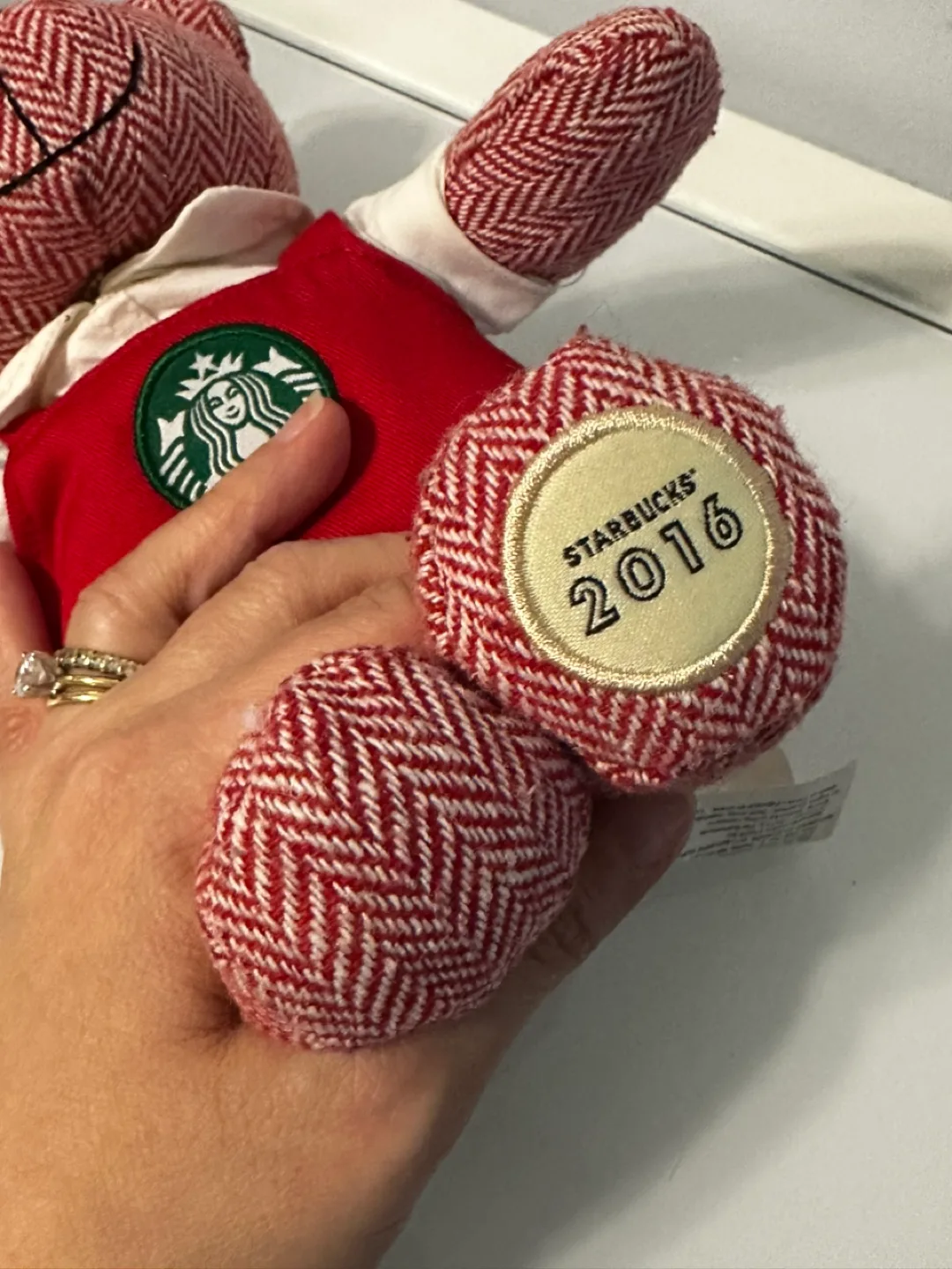 Starbucks 2016 Red and White Plush Bear image indicator(3)