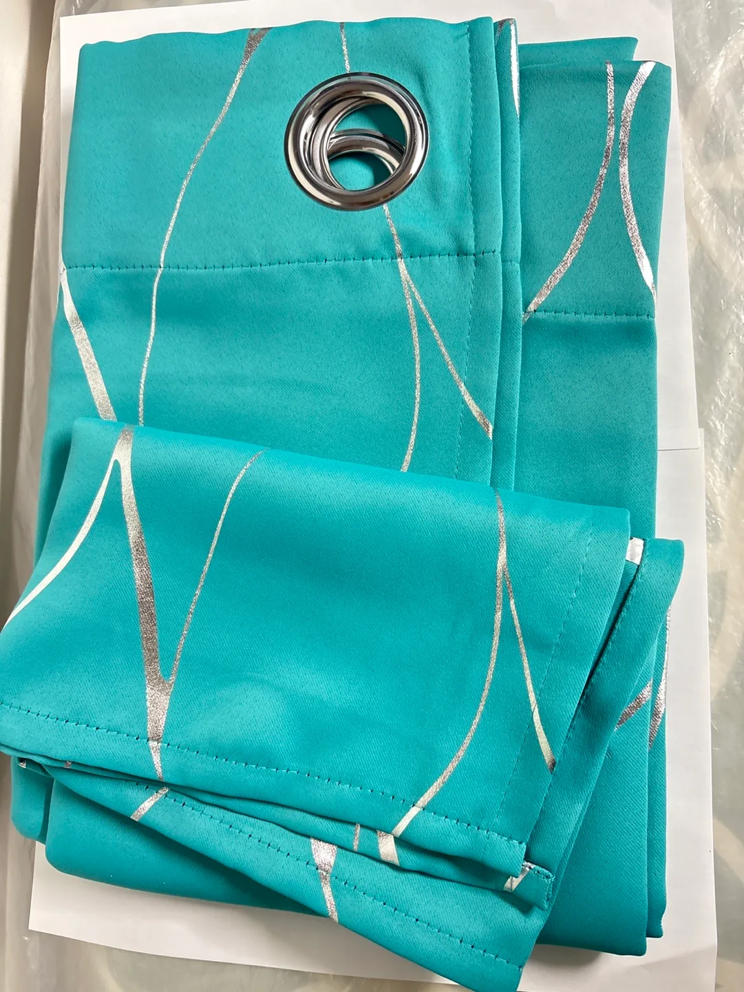 Deconovo Thermal Insulated Blackout Curtains, Teal & Silver image indicator(3)