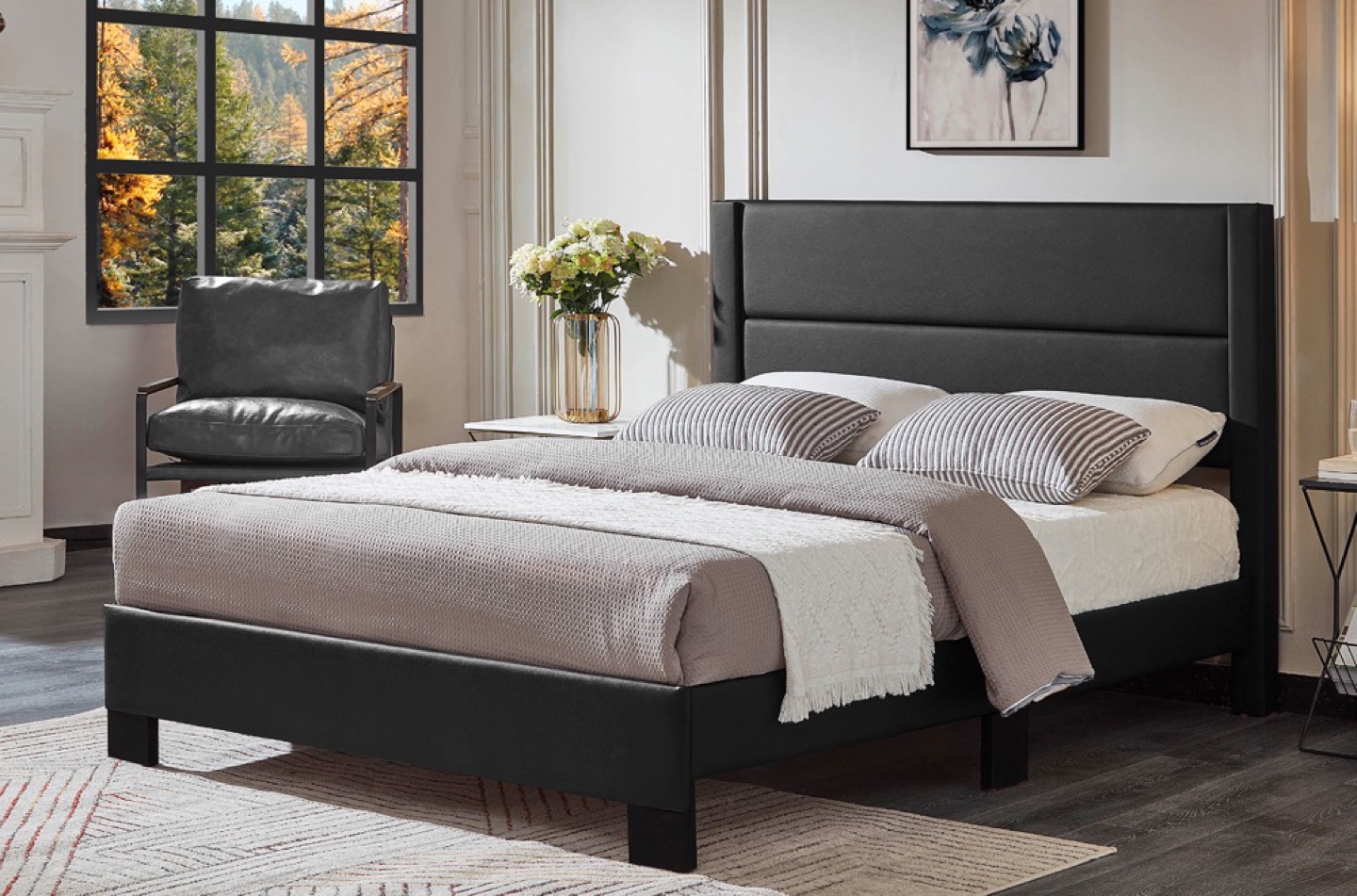 Brand new! Black Upholstered queen Bed Frame
