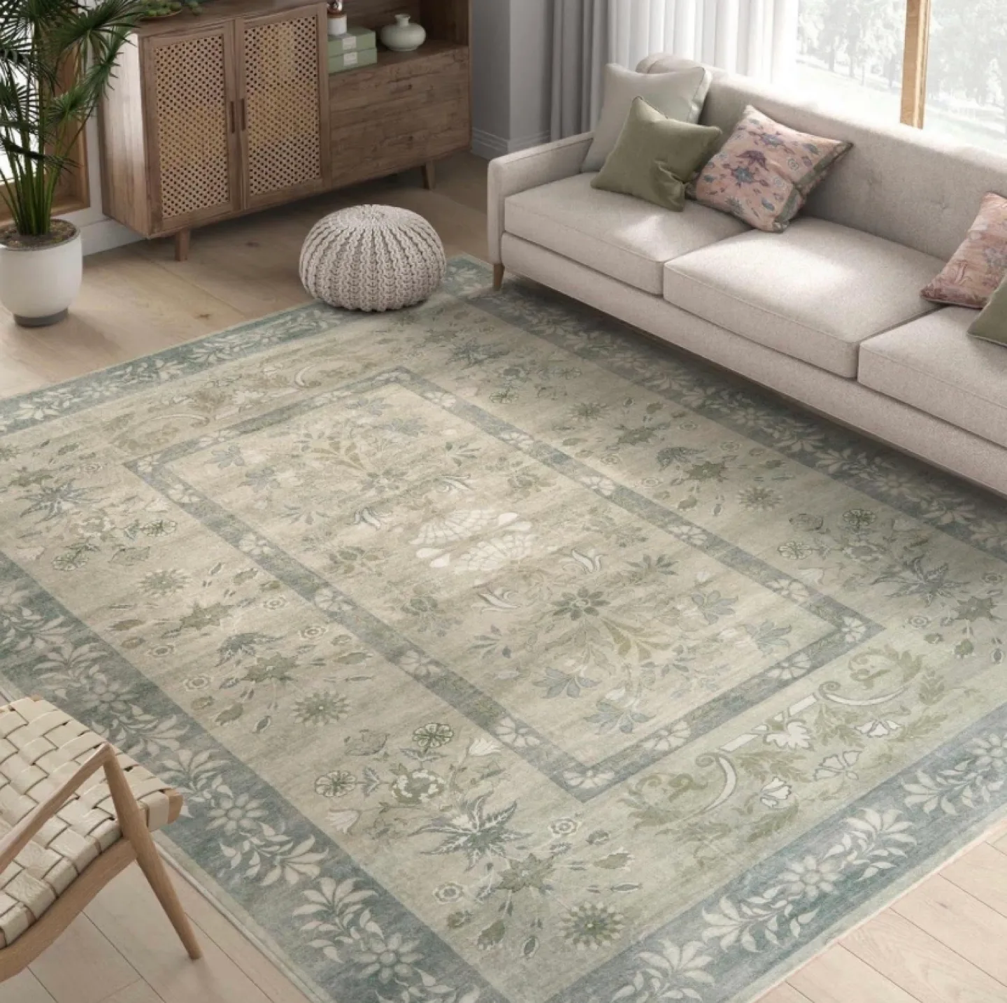 Floral Area Rug with Non-Slip Backing thumbnail