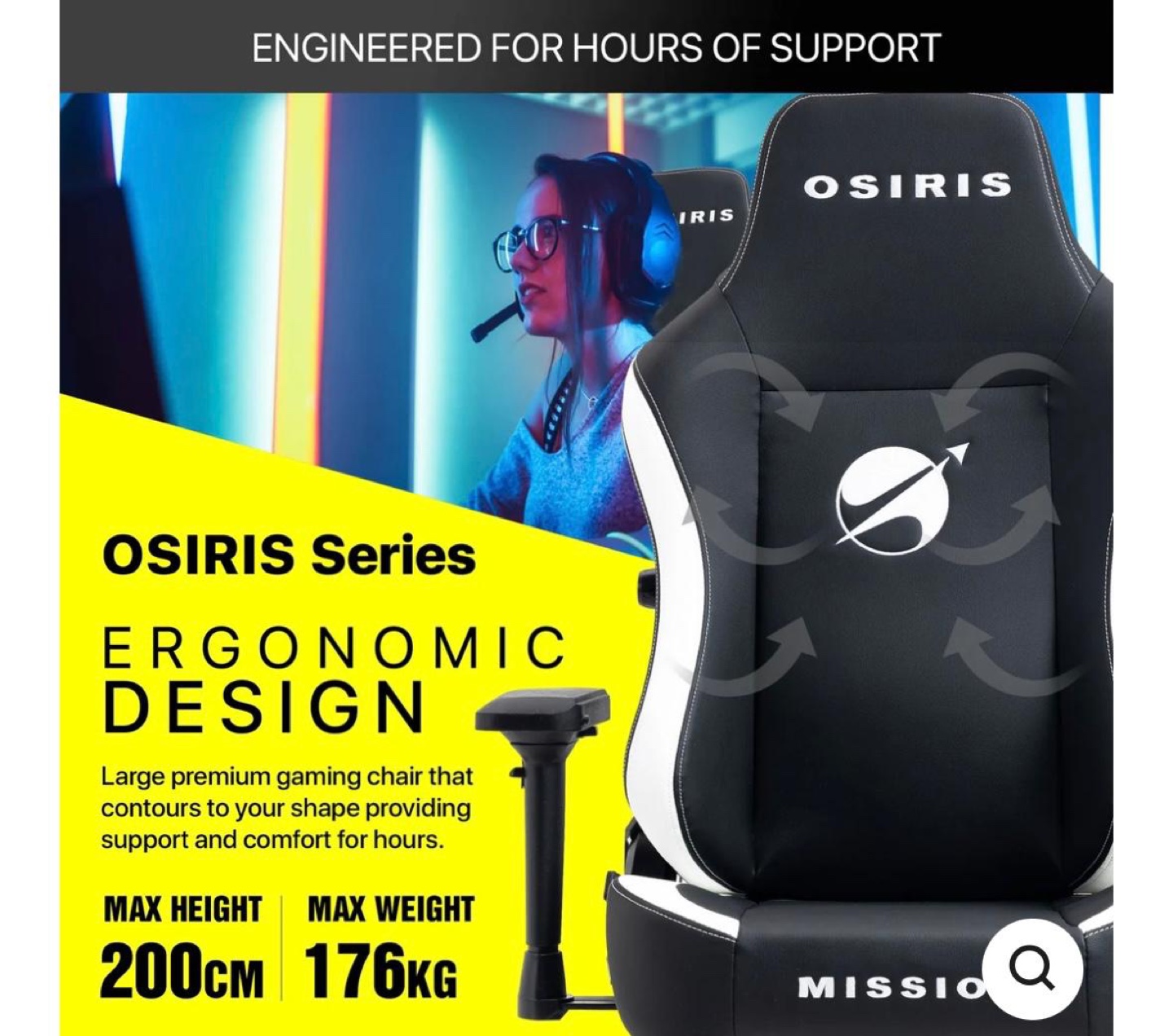 Osiris Series Chair With Massage Lumbar Pillow & 4D Armrest - photo 4