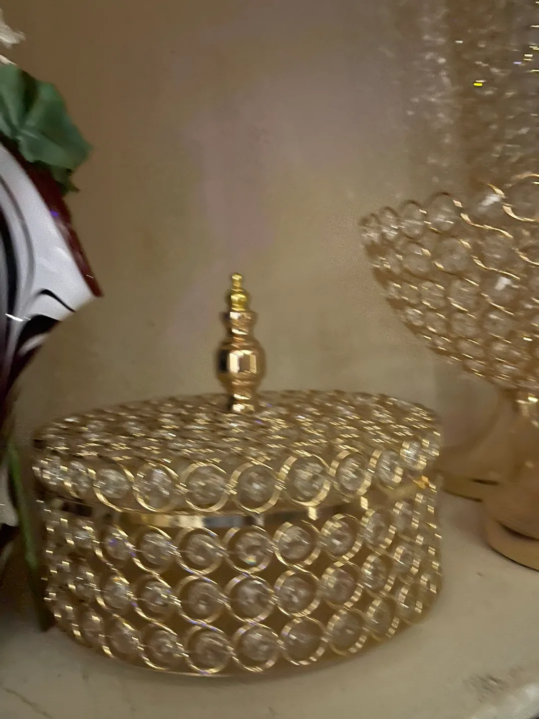 Gold Crystal Beaded Serving Bowl thumbnail