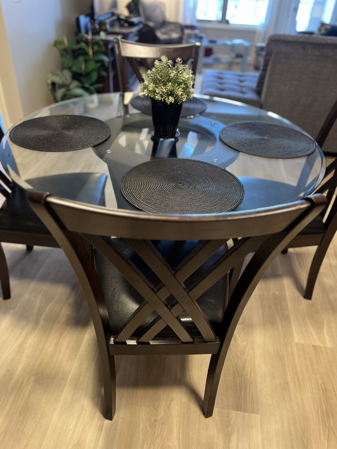Glass Top Dining Table with 4 Chairs