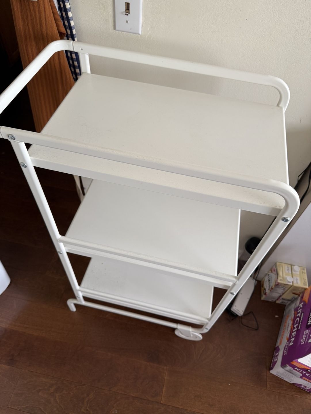 White Bar Cart with 3 Shelves - photo 3