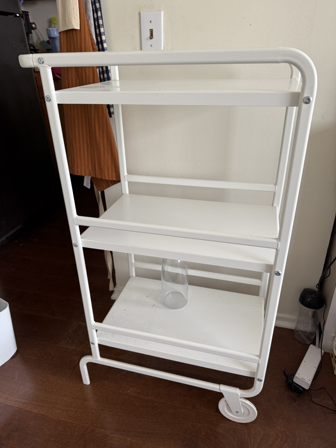 White Bar Cart with 3 Shelves - photo 2