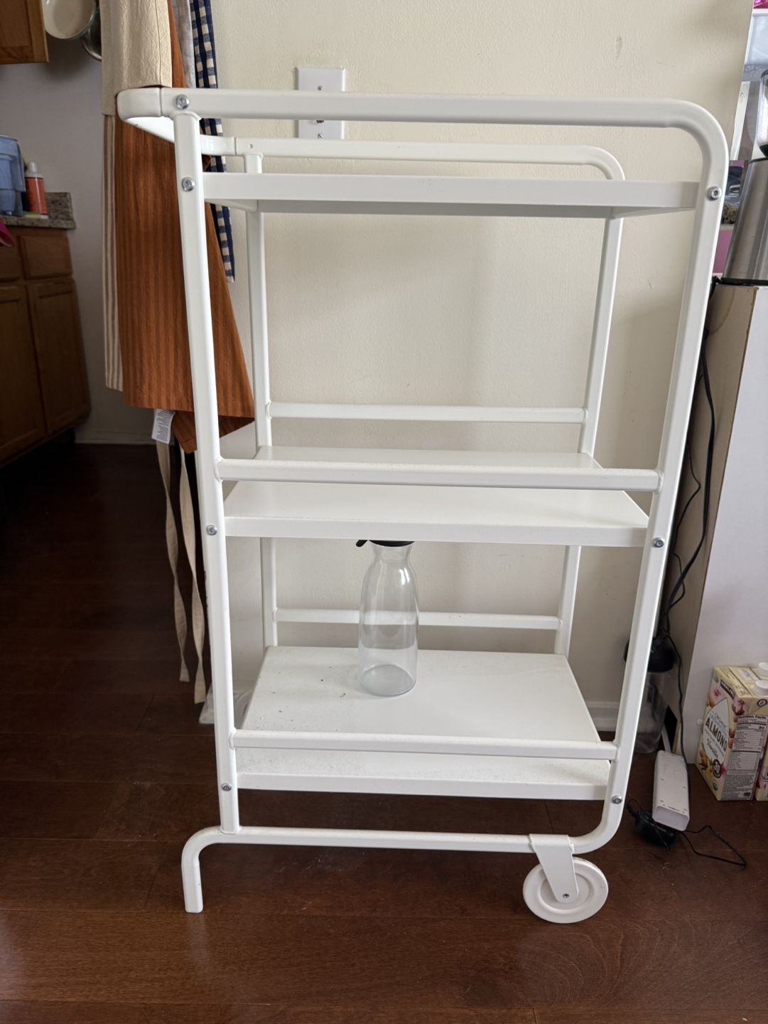 White Bar Cart with 3 Shelves