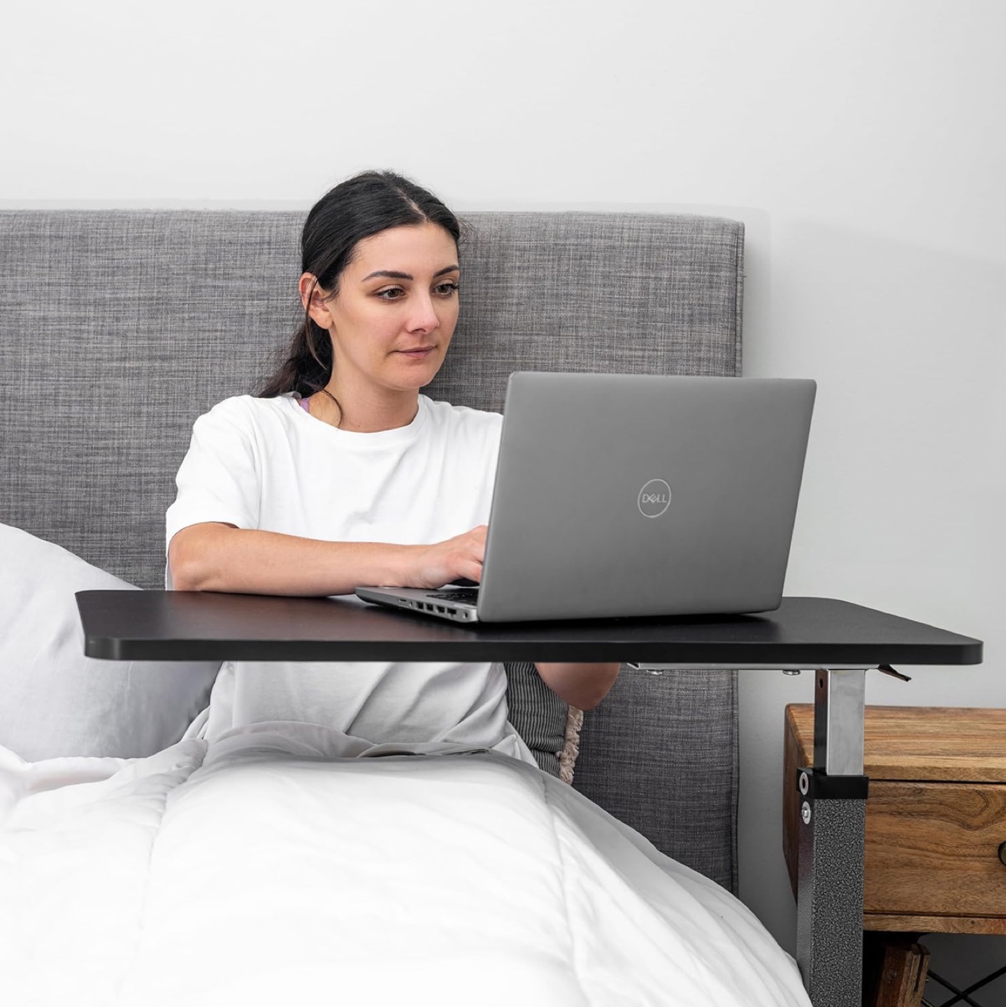 Black Rolling Adjustable Side Table