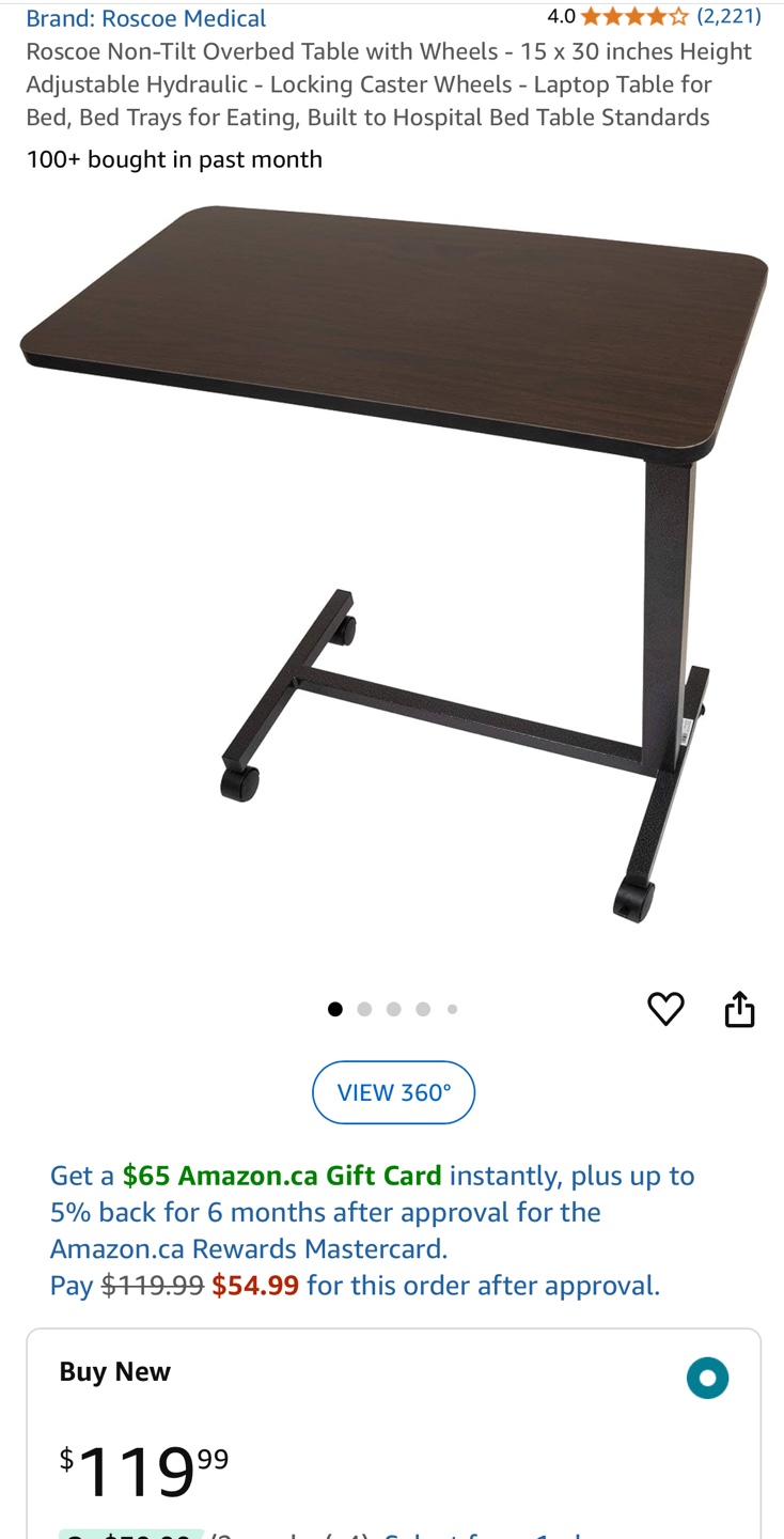Black Rolling Adjustable Side Table - photo 3
