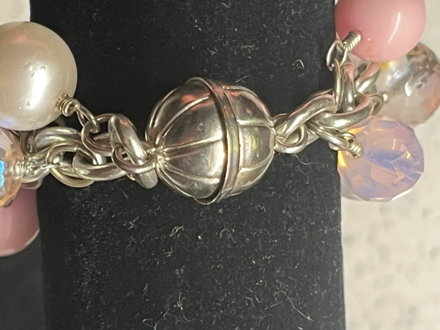 Pink and Silver Charm Bracelet Murano Glass Beads image indicator(7)