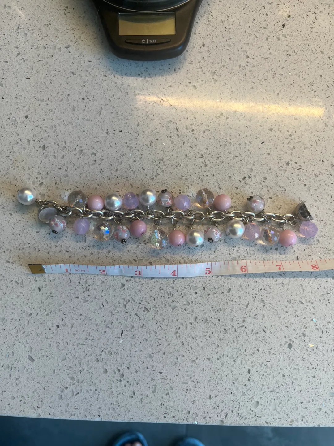 Pink and Silver Charm Bracelet Murano Glass Beads image indicator(3)