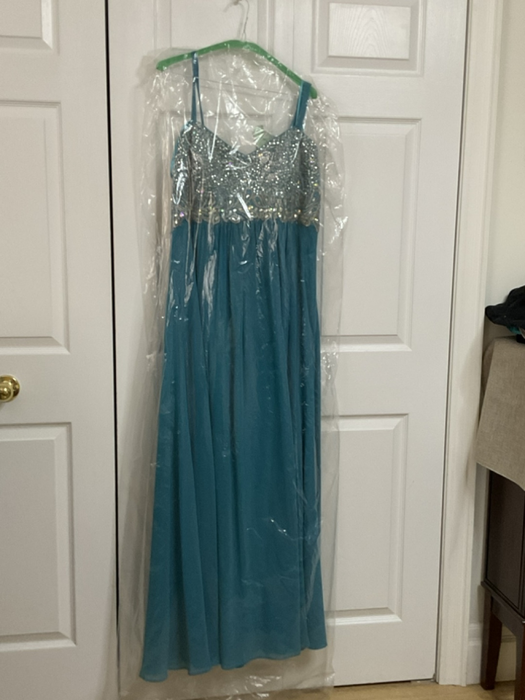 Teal Sequin Evening Dress by Decode