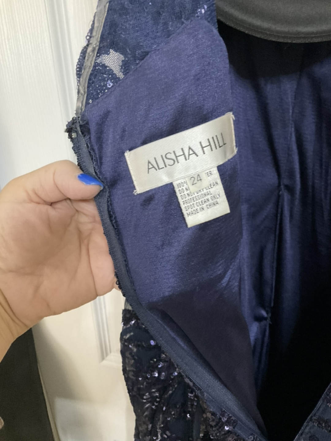 Alisha Hill Navy Blue Sequin Evening Dress - photo 5
