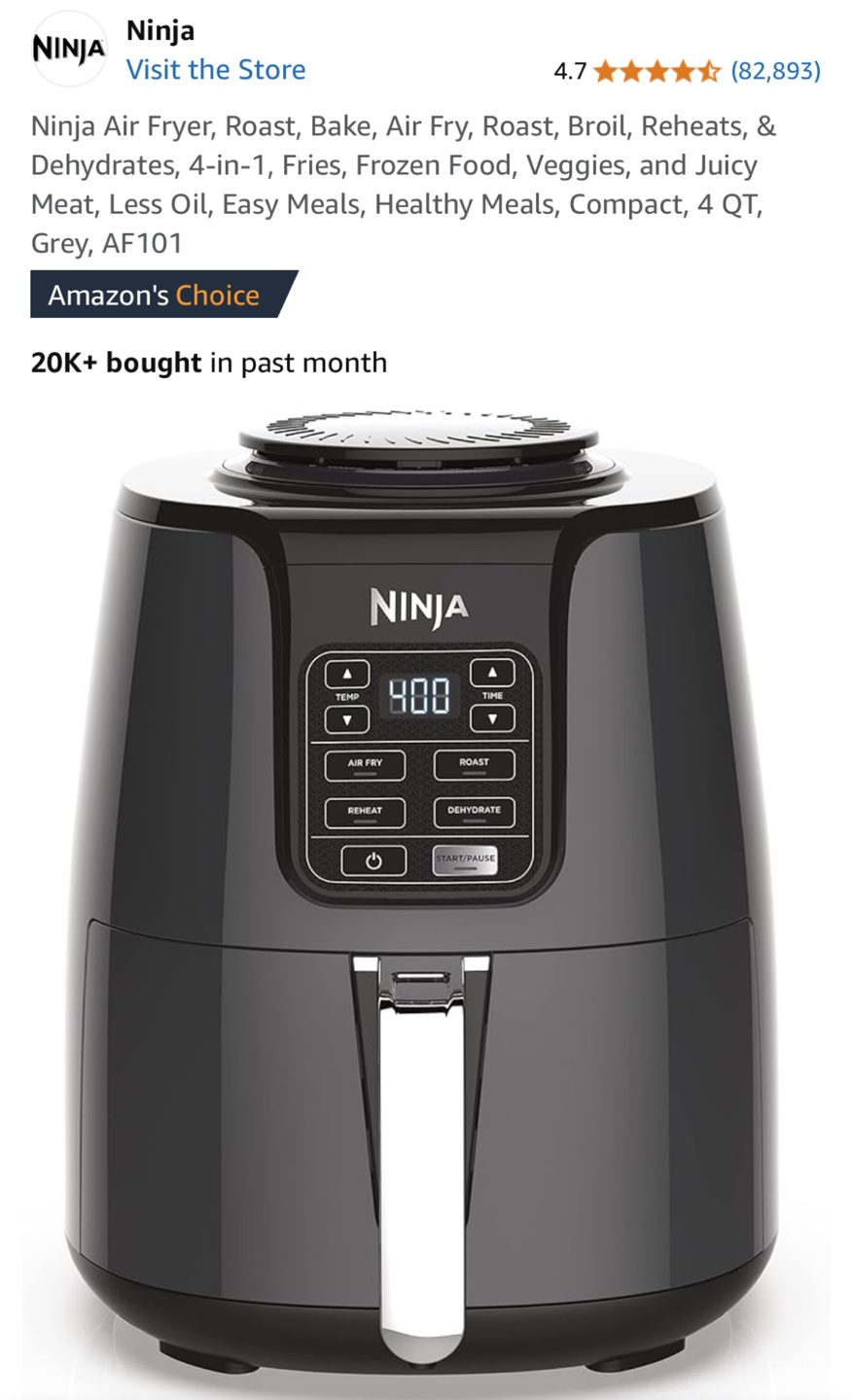 Ninja Air Fryer AF101 4 Qt. Digital Air Fryer