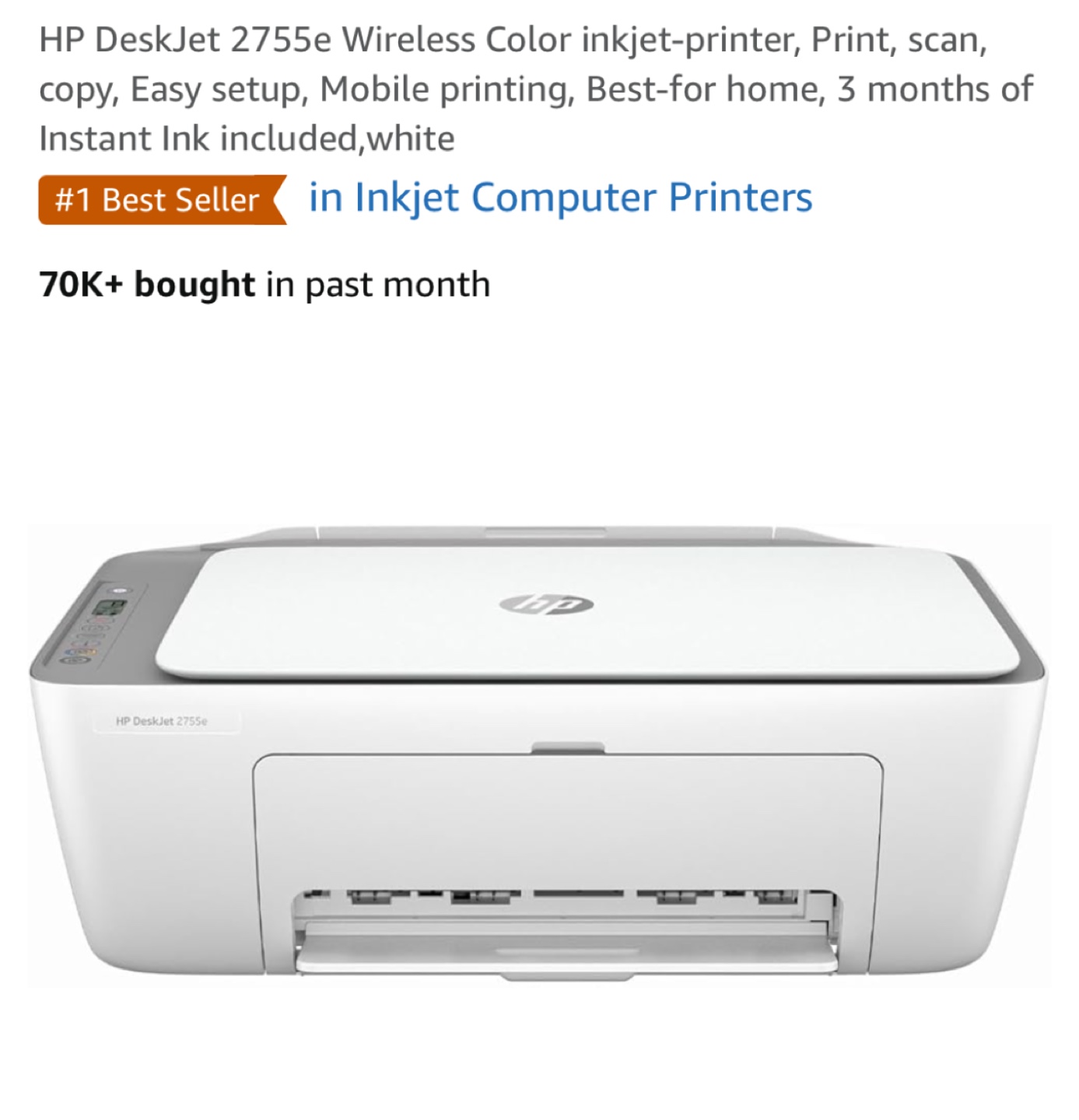 HP DeskJet 2755e Wireless Color Inkjet Printer