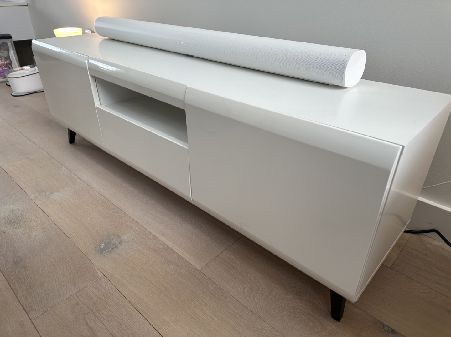 White Entertainment Unit with Black Legs - photo 2