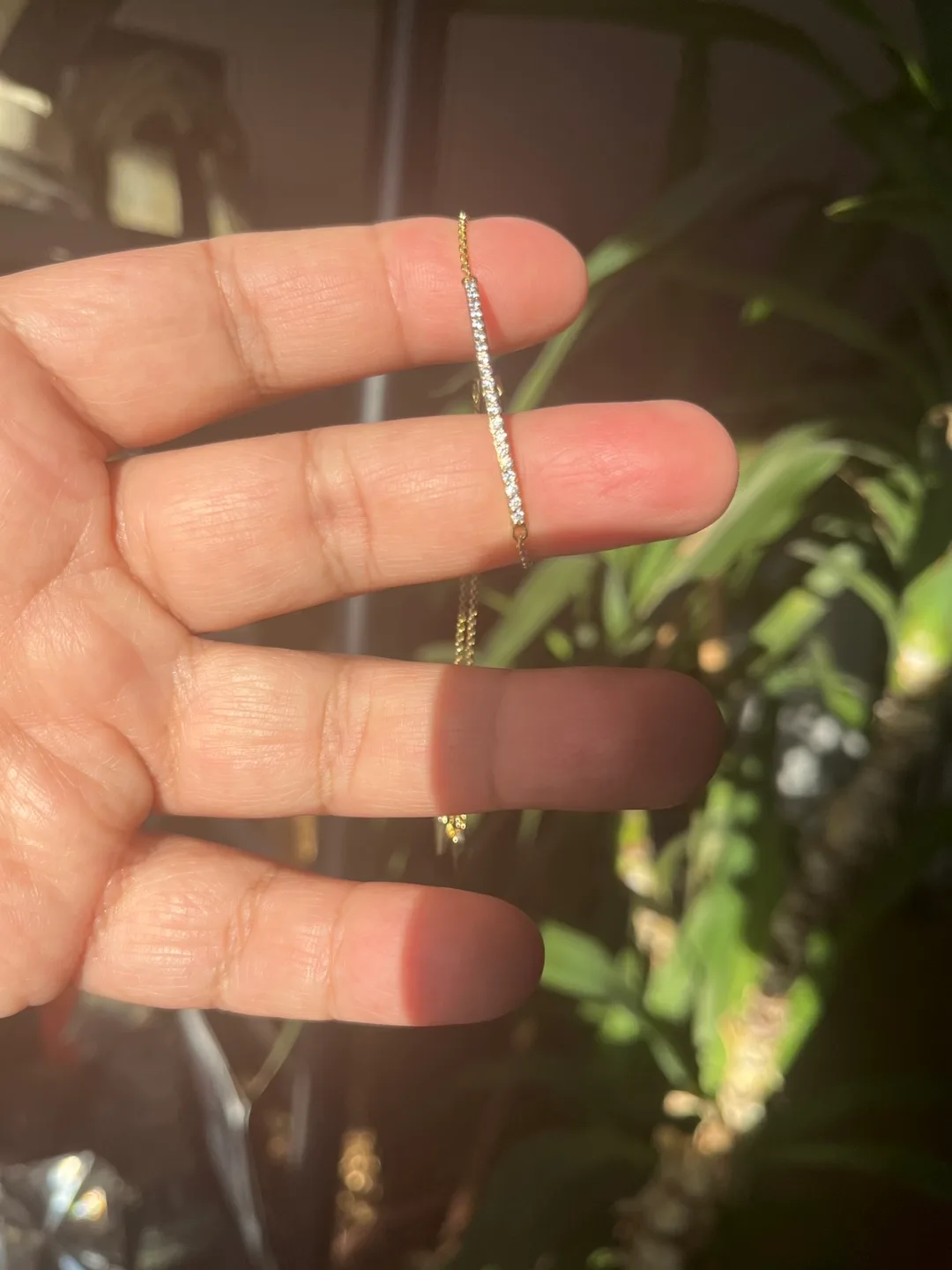 Gold tone Bar Bracelet with CZ image indicator(6)