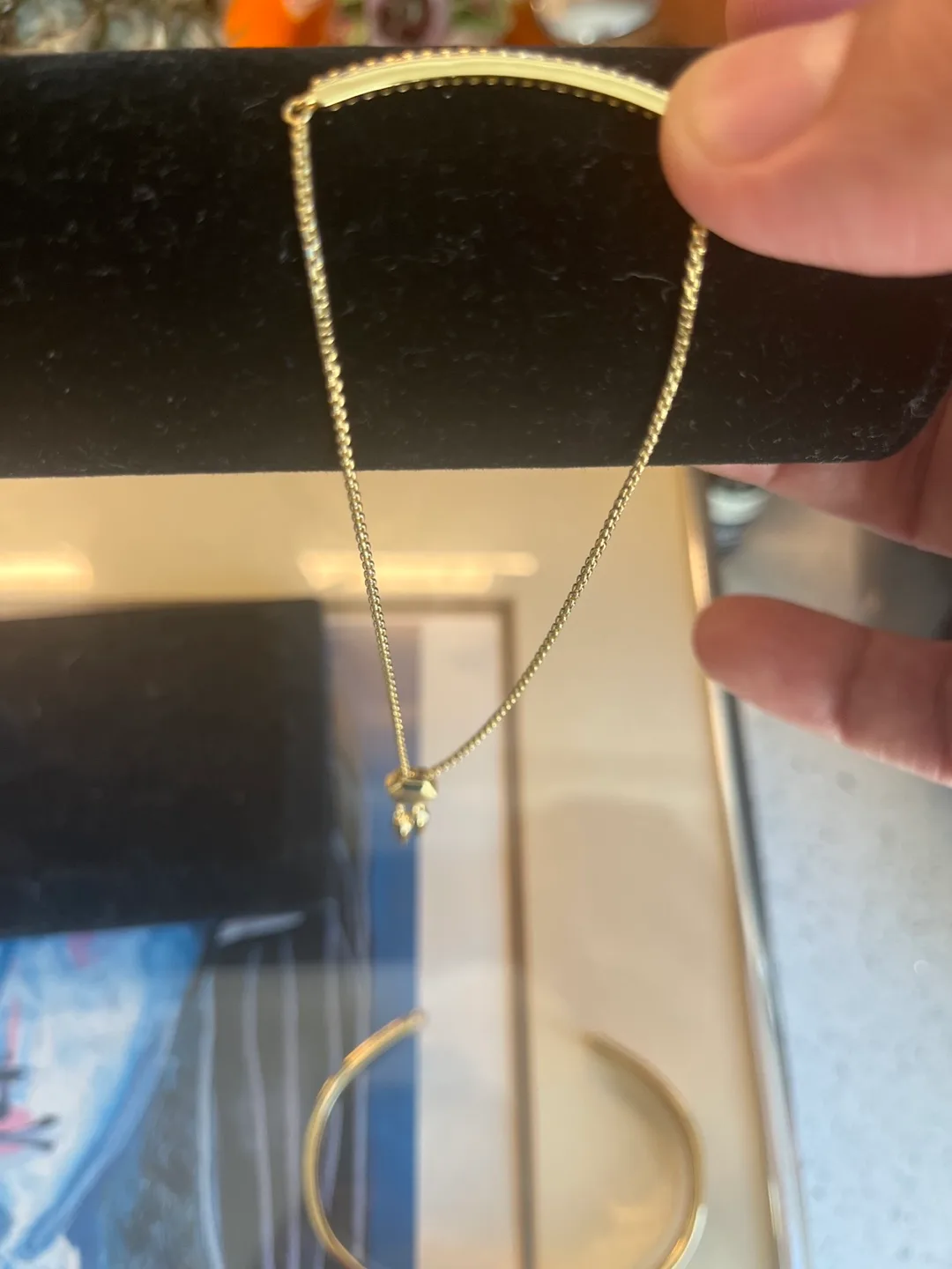 Gold tone Bar Bracelet with CZ image indicator(2)