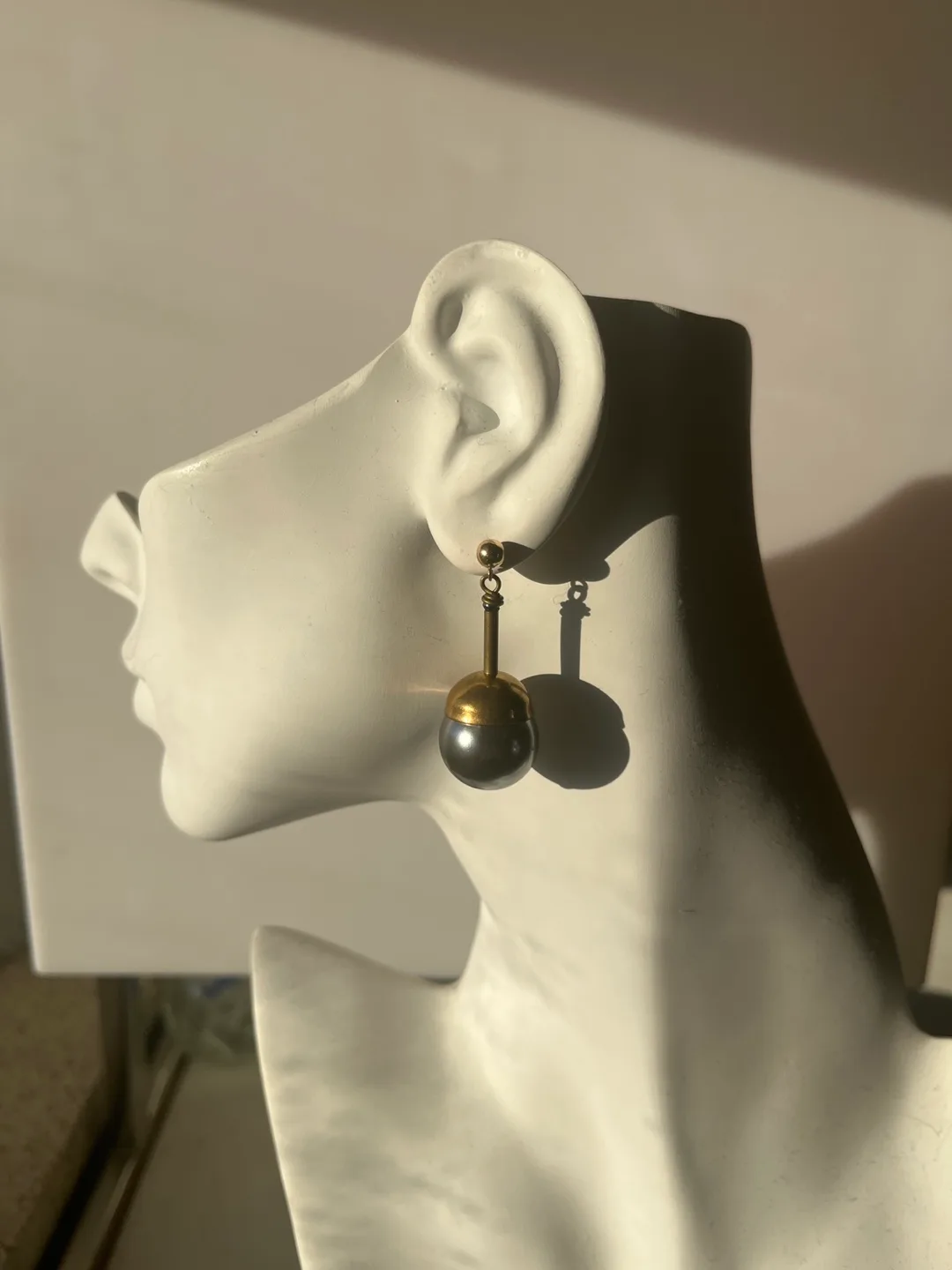 Dior style Black Pearl Drop Earrings image indicator(3)