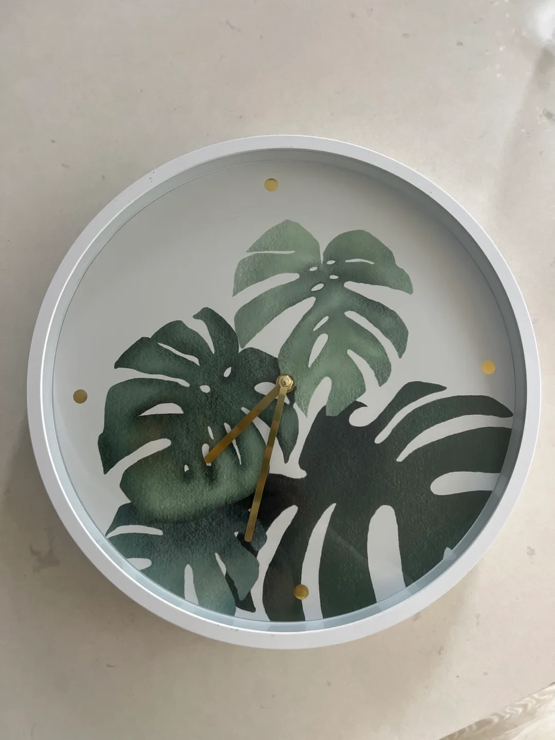 White and Green Leaf Wall Clock thumbnail