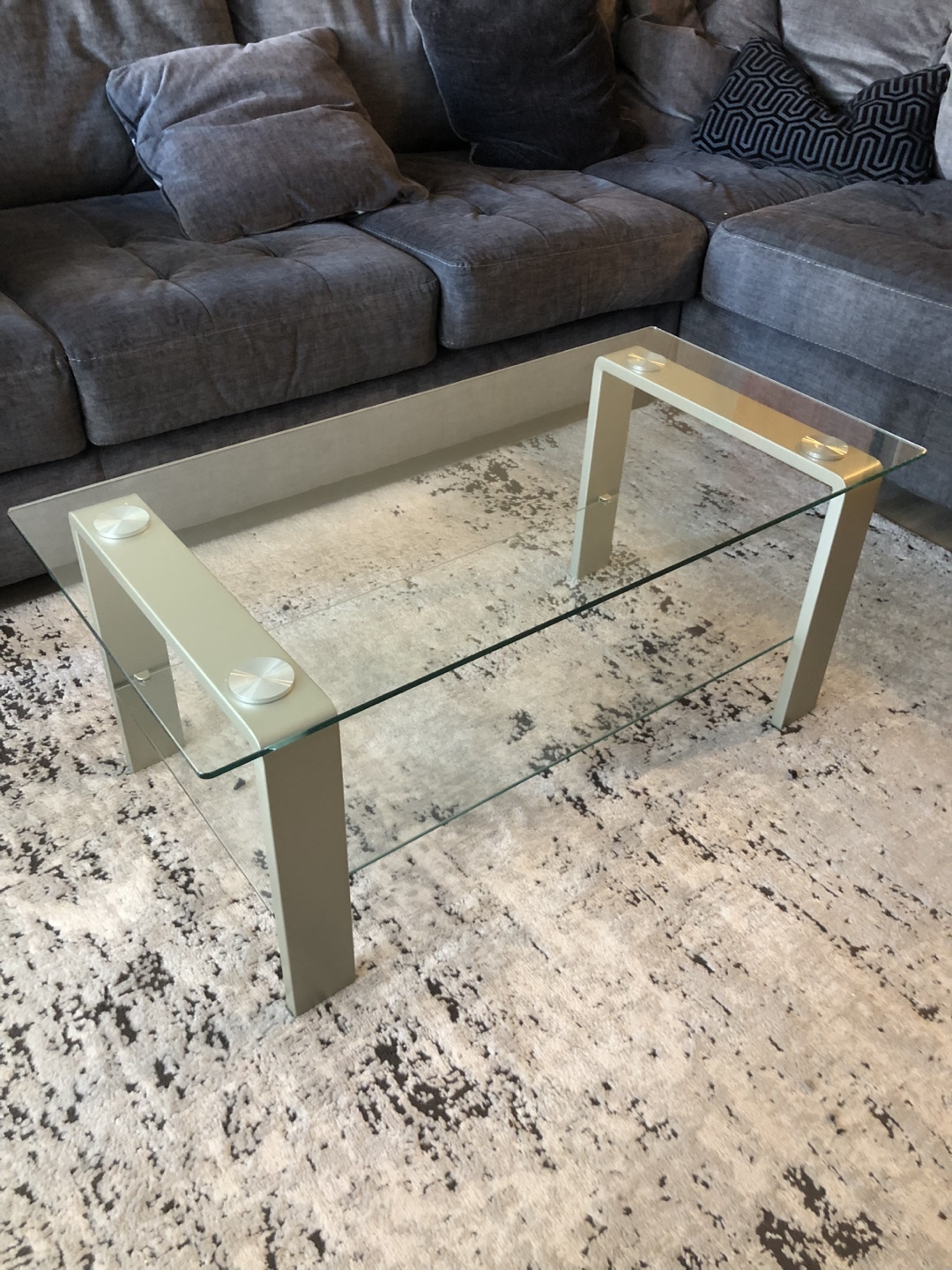 Glass Coffee Table with Metal Legs