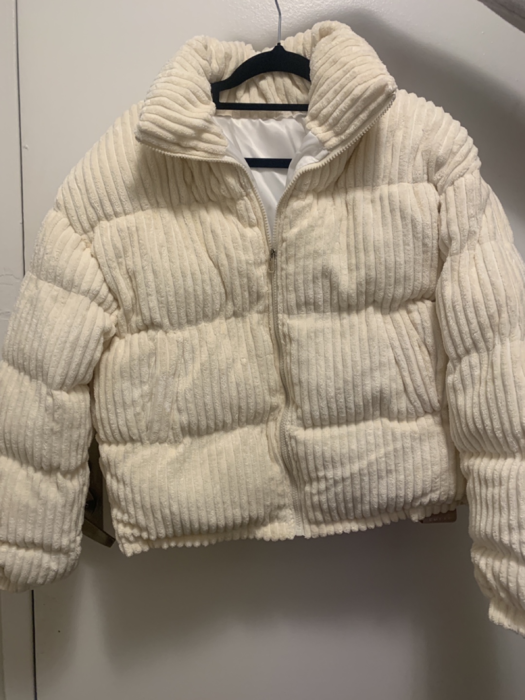 Cream Corduroy Puffer Jacket