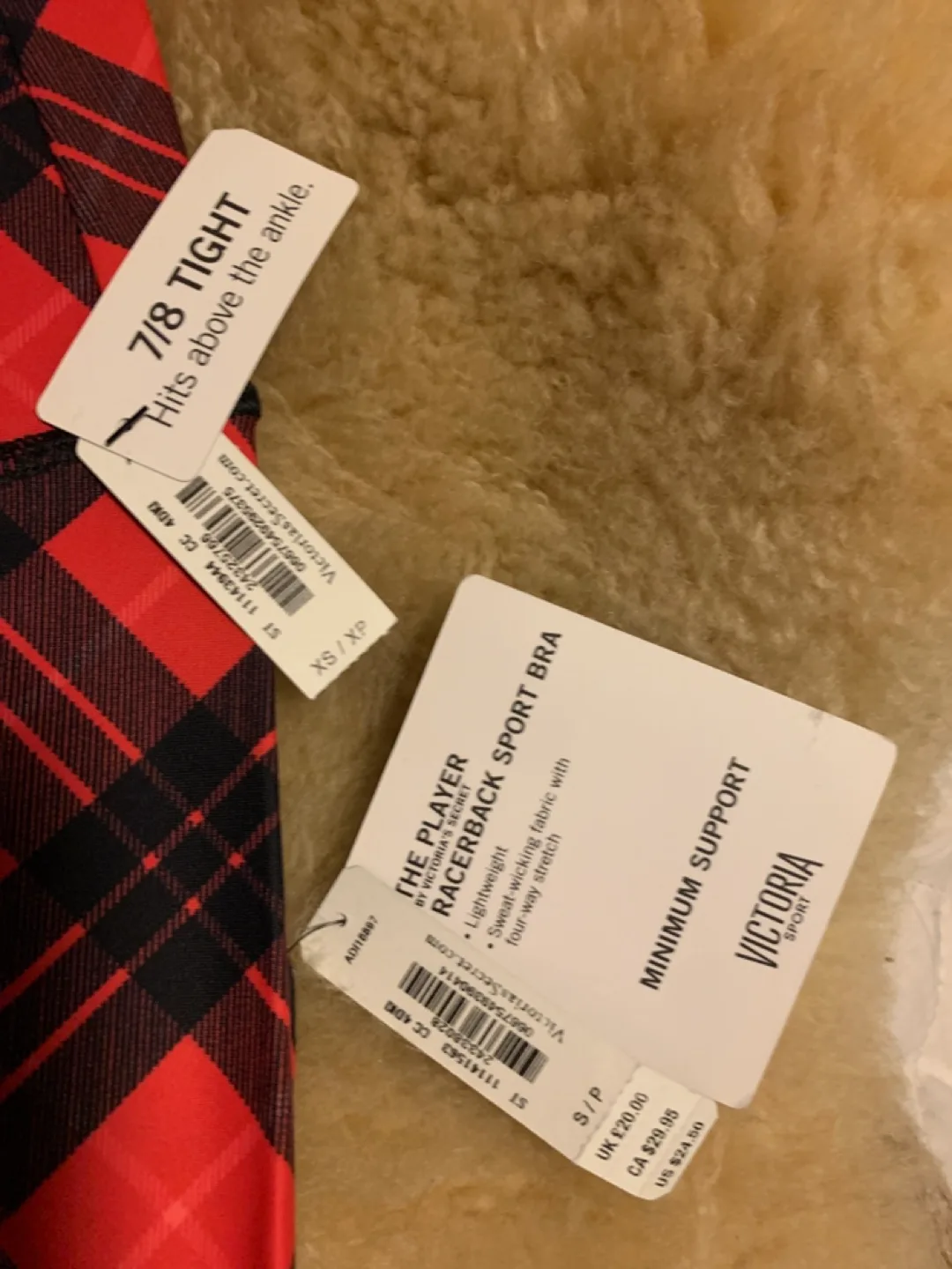 Victoria's Secret Sport Red Plaid Leggings & Bra Set image indicator(4)